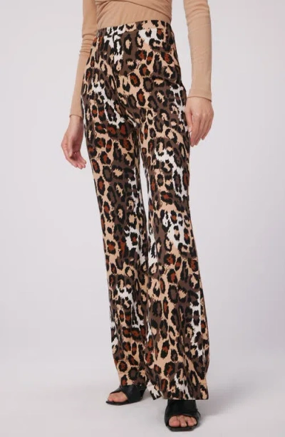 Shop Dvf Brooklyn Leopard Print Knit Pants In Jungle Cat Med