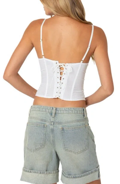 Edikted Linen & Cotton Corset Top In White