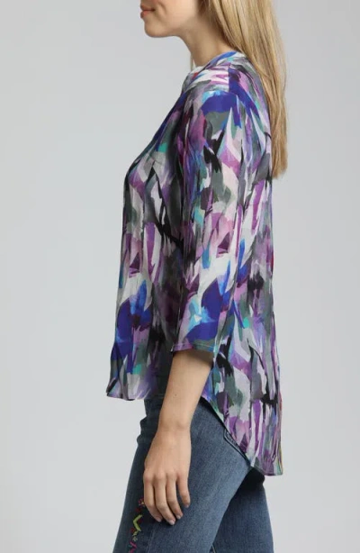 Apny Abstract Print Button-up Shirt In Purple Multi