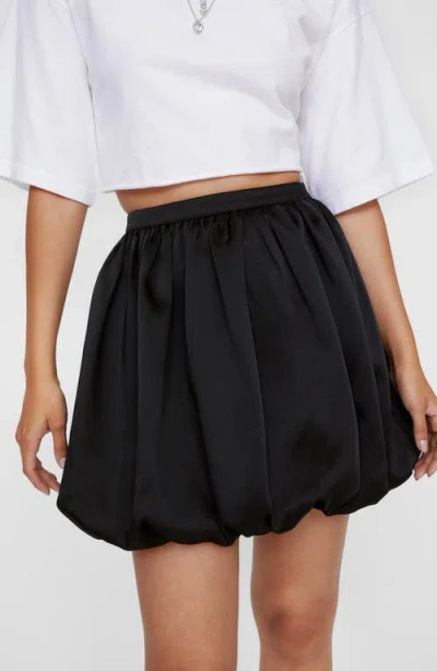 Shop Nasty Gal Puffball Structured Bubble Hem Satin Miniskirt In Black