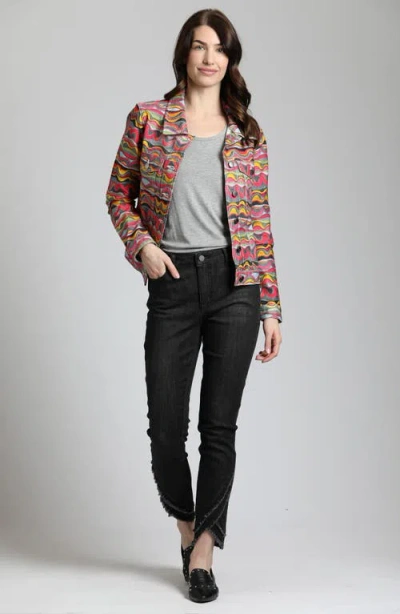 Apny Printed Denim Jacket In Multi
