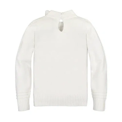 Hope & Henry Baby Girls' Tie-neck Sweater, Infant In White