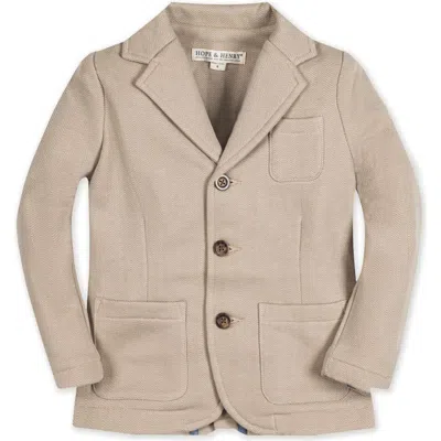 Hope & Henry Baby Boys' Fleece Blazer, Infant In Taupe Herringbone Fleece