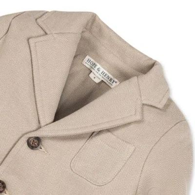Hope & Henry Baby Boys' Fleece Blazer, Infant In Taupe Herringbone Fleece
