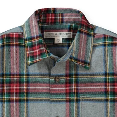 Hope & Henry Baby Boys' Organic Flannel Shirt, Infant In Gray Holiday Tartan