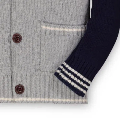 Hope & Henry Baby Boys' Shawl Collar Cardigan, Infant In Grey Heather With Navy