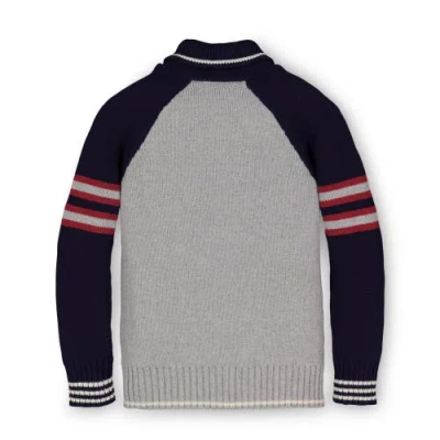 Hope & Henry Baby Boys' Shawl Collar Cardigan, Infant In Grey Heather With Navy