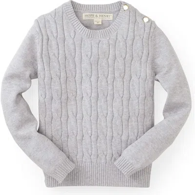 Hope & Henry Baby Girls' Cable Front Sweater, Infant In Grey