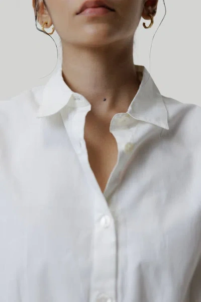Reistor Oversized Crop Shirt In Shell Off-white