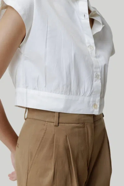 Reistor Oversized Crop Shirt In Shell Off-white