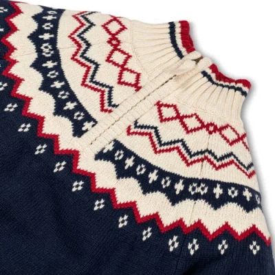 Shop Hope & Henry Baby Boys' Organic Half Zip Ski Sweater, Infant In Navy Nordic Fair Isle