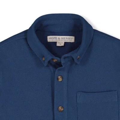 Hope &amp; Henry Baby Boys' Organic Pique Button Down Shirt, Infant In Dark Blue Pique