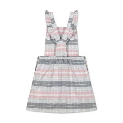 Shop Hope & Henry Girls' Organic Ruffle Strap Skirtall, Toddler In Gray And Rose Plaid