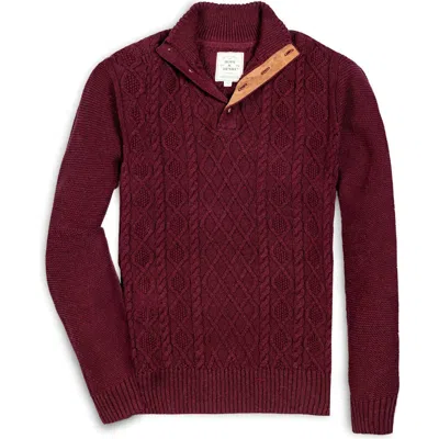 Hope & Henry Mock Neck Cable Sweater In Wine Fleck Cable