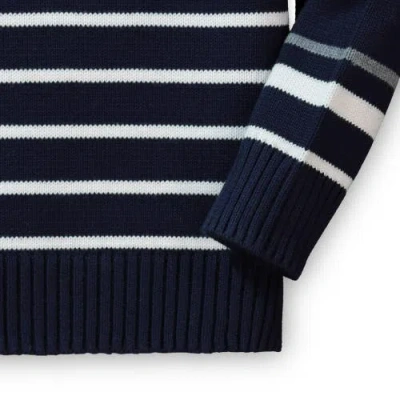 Shop Hope & Henry Baby Boys' Organic Crewneck Pullover Sweater, Infant In Navy With White Stripes