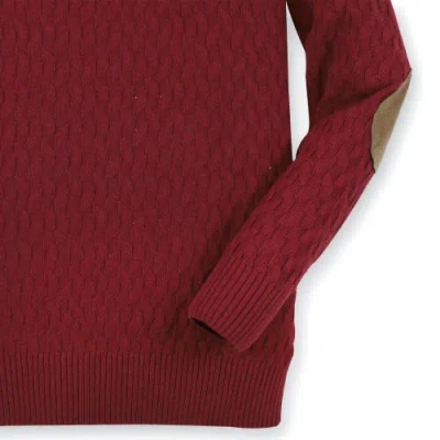 Hope & Henry Baby Boys' Mix Stitch Mock Neck Button Sweater, Infant In Dark Red Mini Herringbone