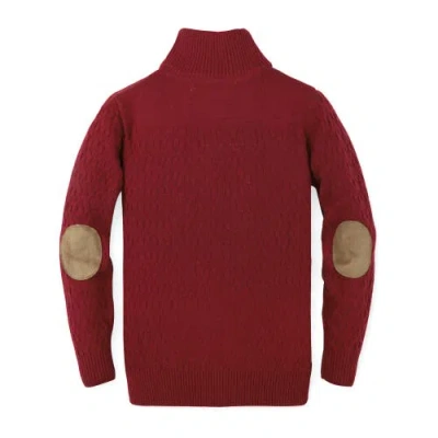 Hope & Henry Baby Boys' Mix Stitch Mock Neck Button Sweater, Infant In Dark Red Mini Herringbone