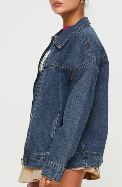 Princess Polly Goldsmith Denim Bomber Jacket In Blue