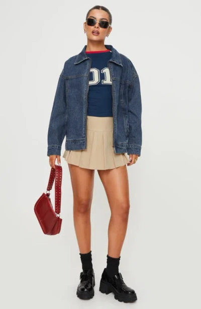 Princess Polly Goldsmith Denim Bomber Jacket In Blue