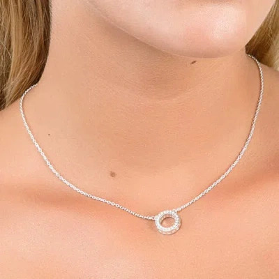 Lucy Quartermaine Art Deco Halo Pendant In Sterling Silver