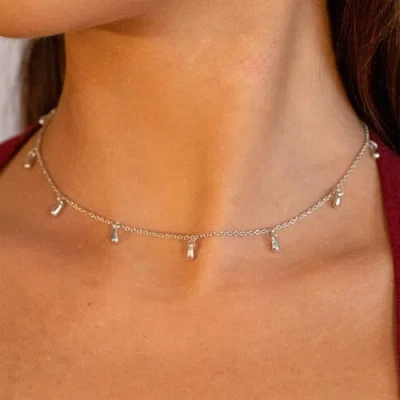 Lucy Quartermaine Mini Drop Choker Style Necklace In Sterling Silver