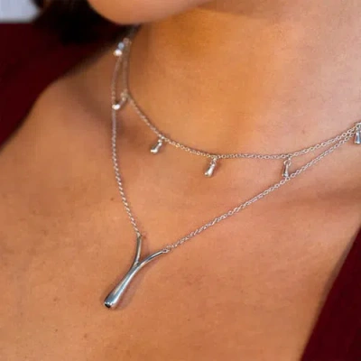 Lucy Quartermaine Mini Drop Choker Style Necklace In Sterling Silver