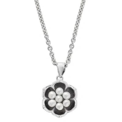 Lucy Quartermaine Royal Pearl Flower Pendant In Sterling Silver