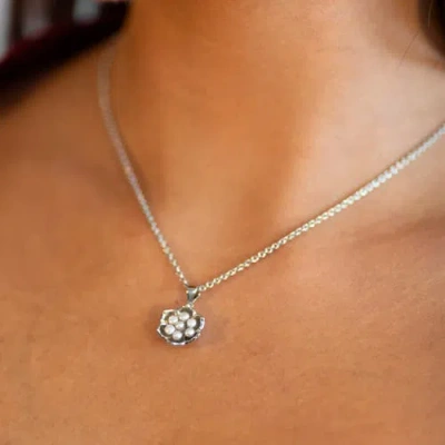 Lucy Quartermaine Royal Pearl Flower Pendant In Sterling Silver