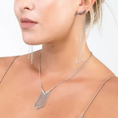 Lucy Quartermaine Waterfall V Necklace In Sterling Silver