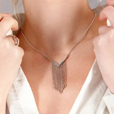 Lucy Quartermaine Waterfall V Necklace In Sterling Silver