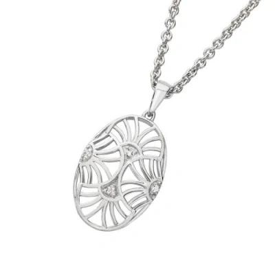Lucy Quartermaine Art Deco Oval Pendant In Sterling Silver