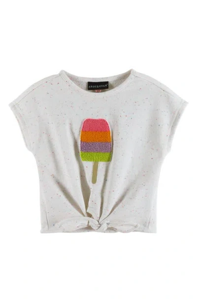Andy & Evan Girl's Ice Cream Bar Splatter Shirt And Shorts Set In White