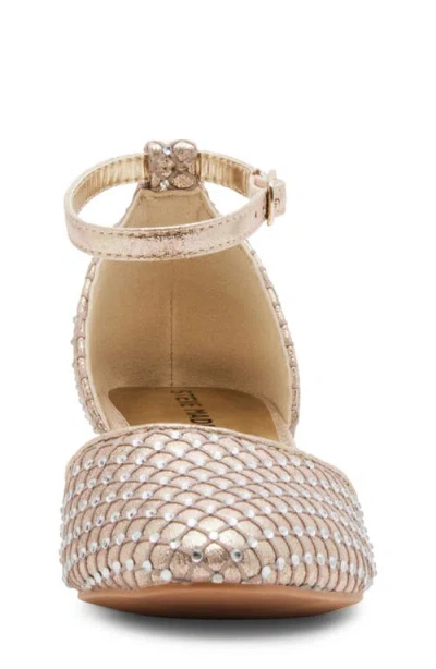 Steve Madden Prettyy Ankle Strap Block Heel Pump In Gold Mesh