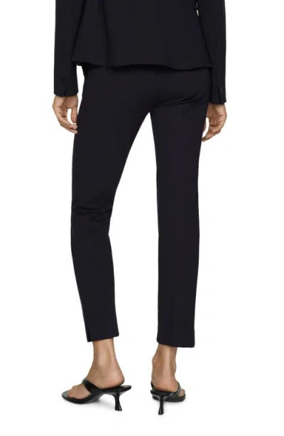 Mango Raw Hem Crop Flare Jeans In Dark Navy