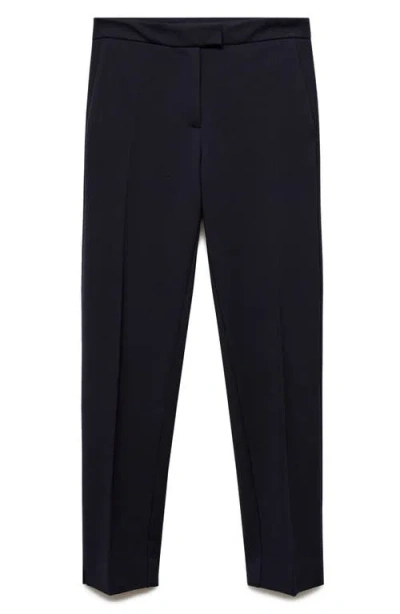 Mango Raw Hem Crop Flare Jeans In Dark Navy