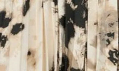 Mango Pleated Animal Print Dress Ecru In Ecru
