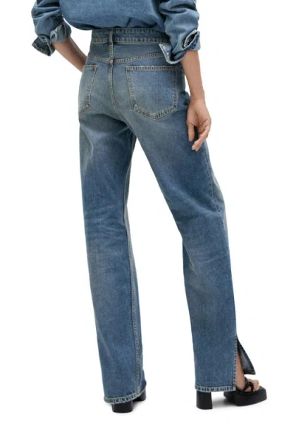 Mango Straight Leg Jeans In Dark Blue