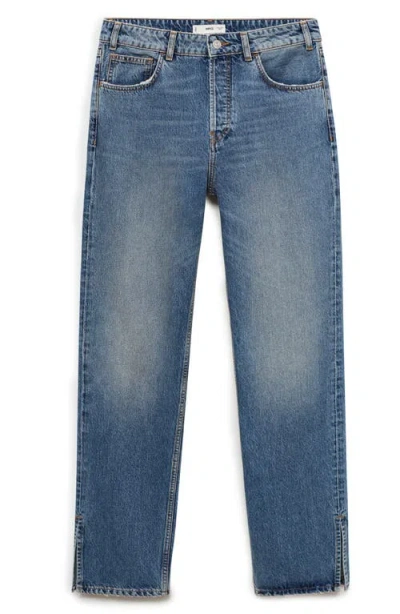 Mango Straight Leg Jeans In Dark Blue