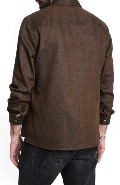 Shop John Varvatos Pleated Placket Wool Button-up Shirt In Light Chocolate