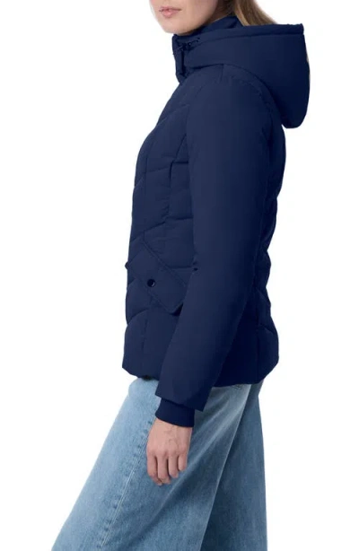 Bernardo Hooded Recycled Polyester Puffer Jacket In Navy