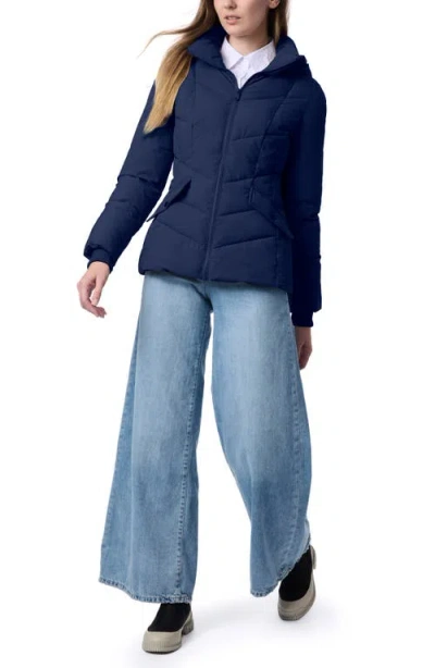 Bernardo Hooded Recycled Polyester Puffer Jacket In Navy