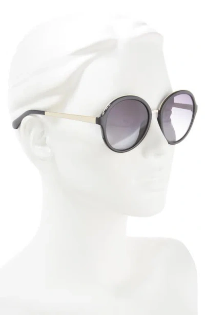 Kate Spade New York Annbeth 55mm Round Sunglasses In Shiny Black/grey Fuschia Ms