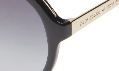 Kate Spade New York Annbeth 55mm Round Sunglasses In Shiny Black/grey Fuschia Ms