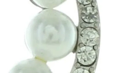 Olivia Welles Veida Imitation Pearl Crescent Moon Earrings In Silver/white