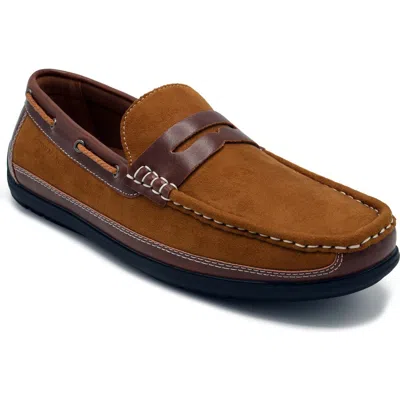 Aston Marc Levan Mens Two Tone Manmade Loafers In Tan