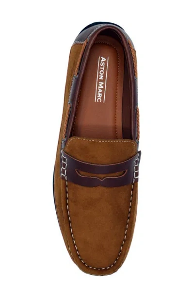 Aston Marc Levan Mens Two Tone Manmade Loafers In Tan