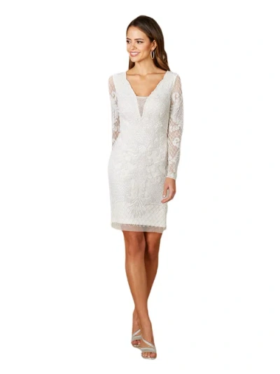 Lara New York Carla Long Sleeve Beaded Lace Mini Dress In Ivory