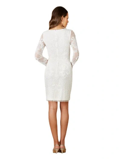 Lara New York Carla Long Sleeve Beaded Lace Mini Dress In Ivory