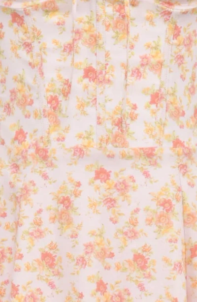 House Of Cb Womens Peach Poppy Rosalee Floral-print Bustier Stretch-cotton Midi Dress In Peached Poppy Print