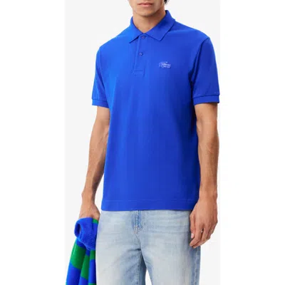 Shop Lacoste Small Croc Polo In Lazuli